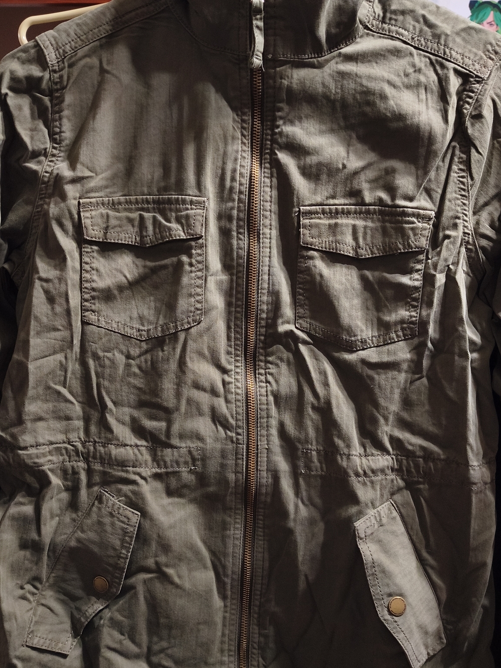 Sonoma Olive Utility Jacket with Front Zip